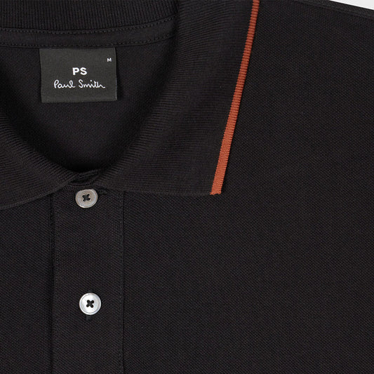 Camiseta Polo Negra/Naranja P.S.
