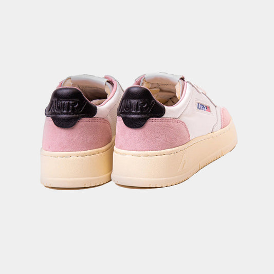 Tenis Medalist Mujer en Cuero Blanco/Rosa