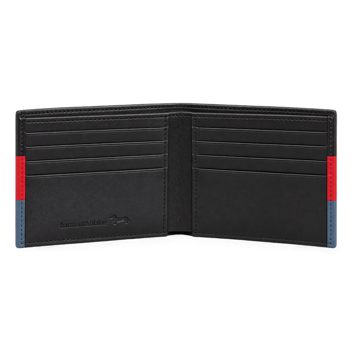 Billetera de Piel Negro Rojo Gris