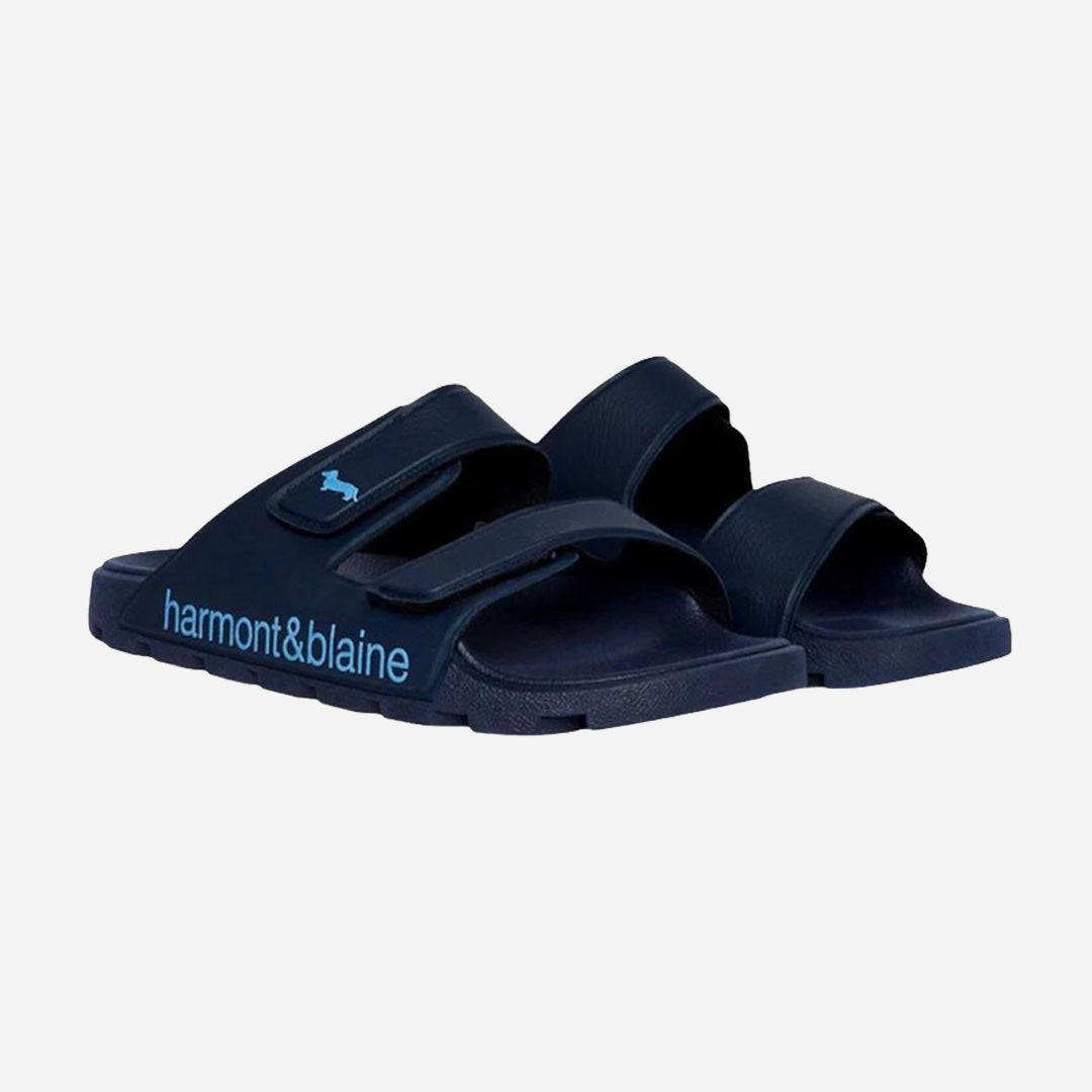 Sandalia Slide Azul Marino con Doble Tira Ajustable