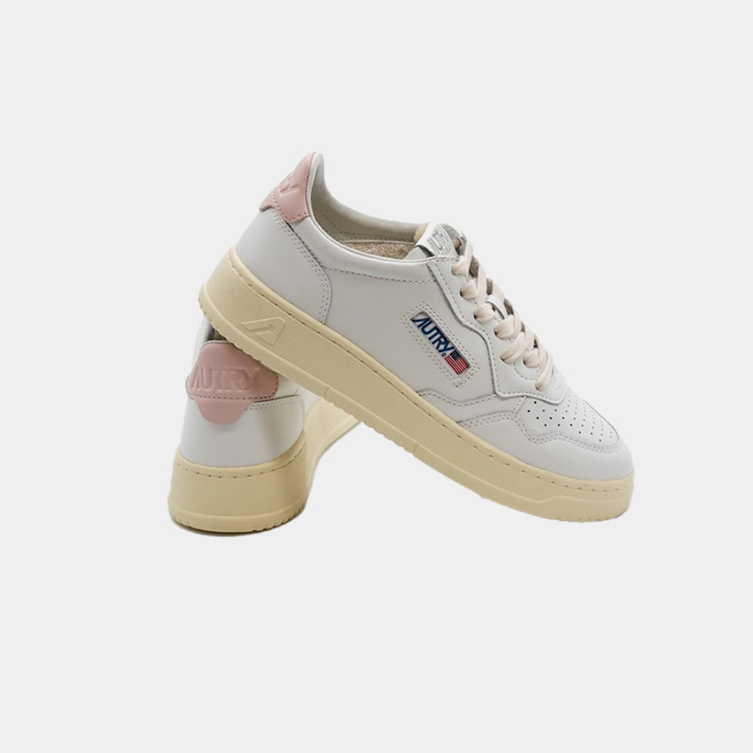 Tenis Medalist en Cuero Blanco/Palo Rosa