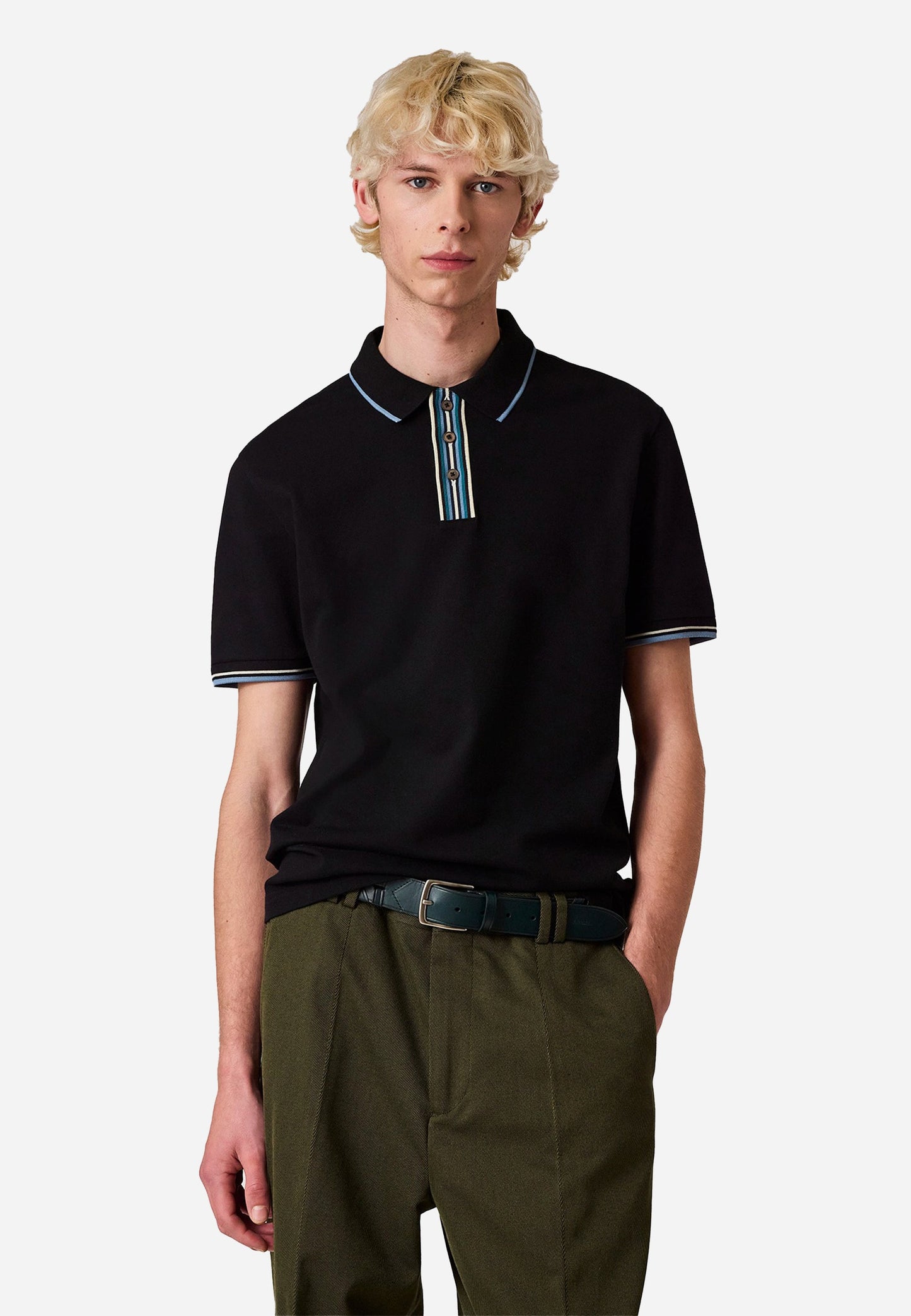 Camiseta Polo Hombre Negra P.S.