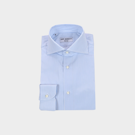 Camisa Celeste Rayas Blancas