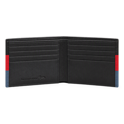 Billetera de Piel Negro Rojo Gris