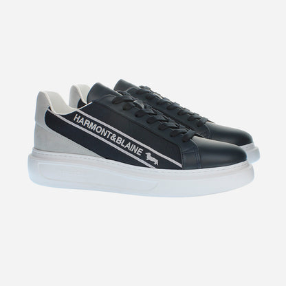 Tenis Logo Azul Profundo/Gris