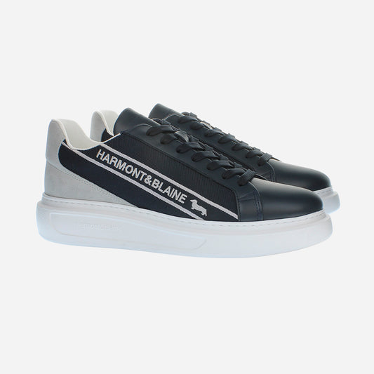 Tenis Logo Azul Profundo/Gris