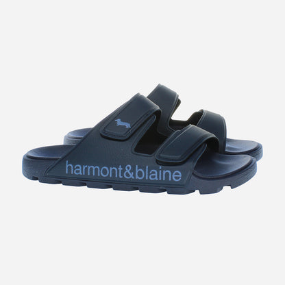 Sandalia Slide Azul Marino con Doble Tira Ajustable