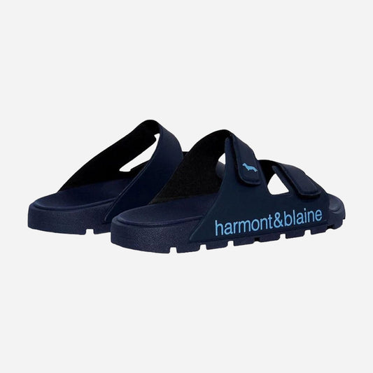 Sandalia Slide Azul Marino con Doble Tira Ajustable