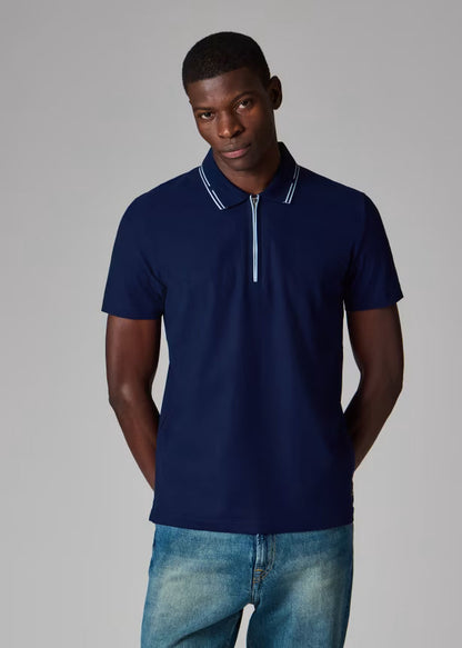 Camiseta Polo Azul Marino Cremallera