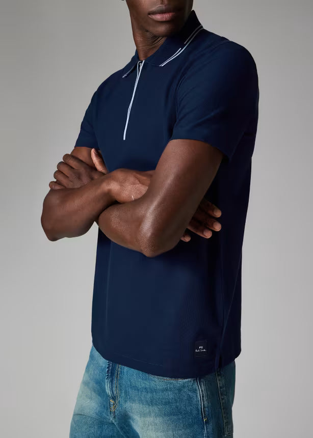 Camiseta Polo Azul Marino Cremallera